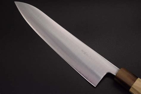 00 Style: <b>Gyuto</b> Bevel: Double-edged Steel Type: <b>Aogami</b> <b>super</b> clad stainless steel Handle: Octagonal magnolia wood and buffalo horn (white) (Actual horn and wood colors may be different from ones in the picture. . Kaishin quotthin seriesquot aogami super gyuto